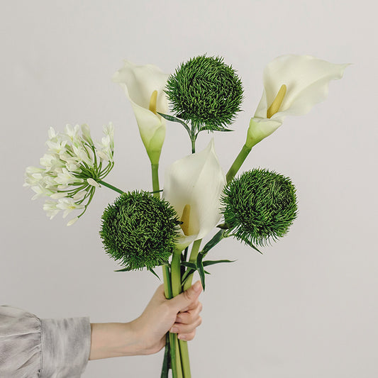 Artificial spiraea and dianthus filler stem, dark green color