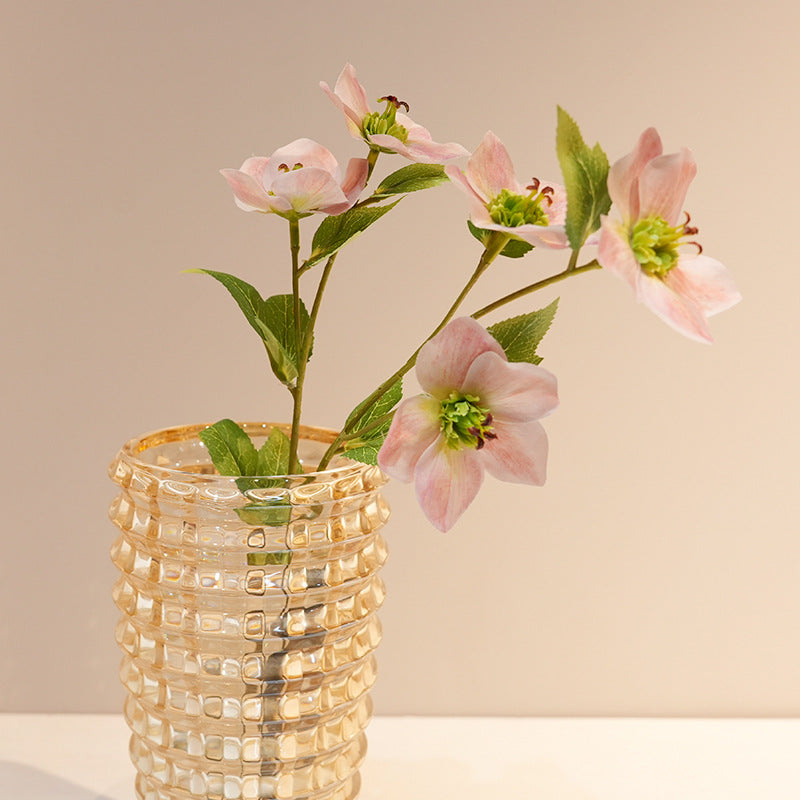 Artificial Christmas rose stem with rounded silk bloom