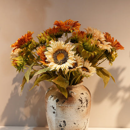 Artificial sunflower stem in oil-painting style coloring