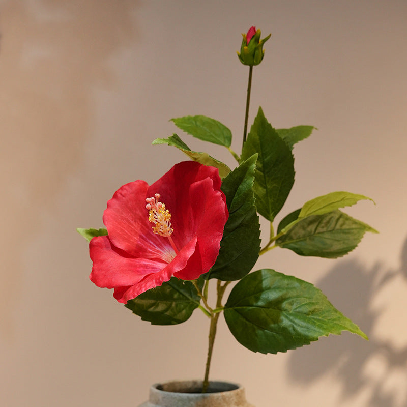 Artificial large bloom stem with coated silk petals
