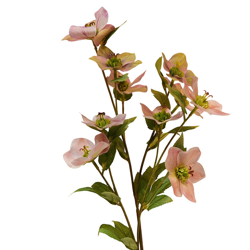 Artificial Christmas rose stem with rounded silk bloom
