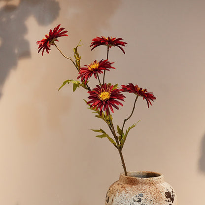 Artificial spider chrysanthemum stem with fine-petaled bloom