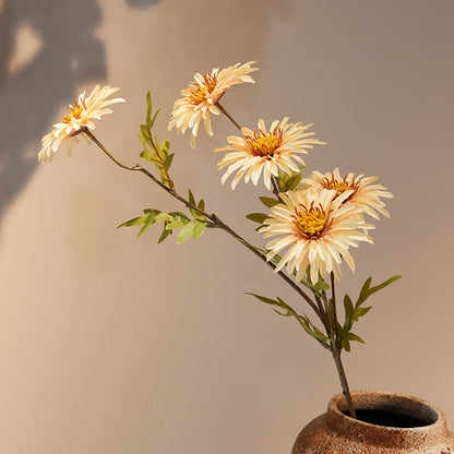Artificial spider chrysanthemum stem with fine-petaled bloom