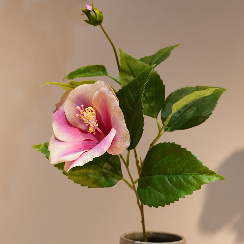 Artificial large bloom stem with coated silk petals