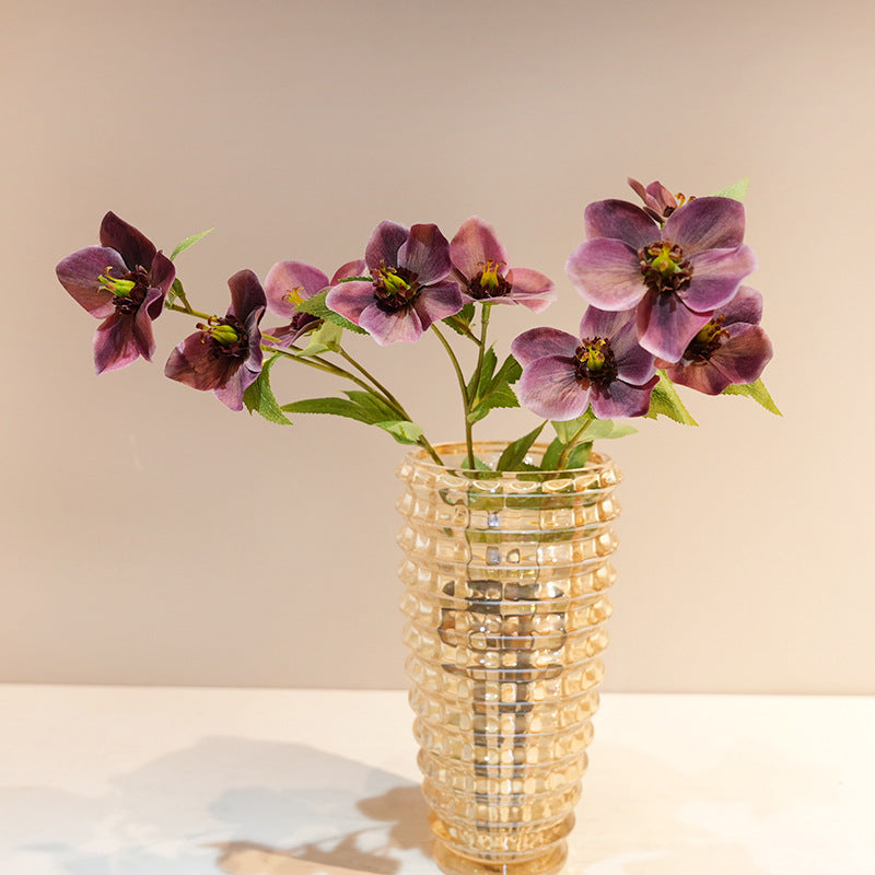 Artificial Christmas rose stem with rounded silk bloom, green powder color