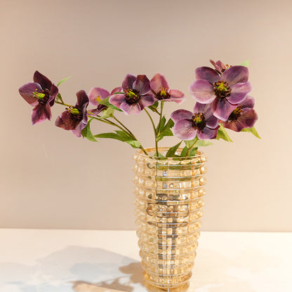 Artificial Christmas rose stem with rounded silk bloom, green powder color