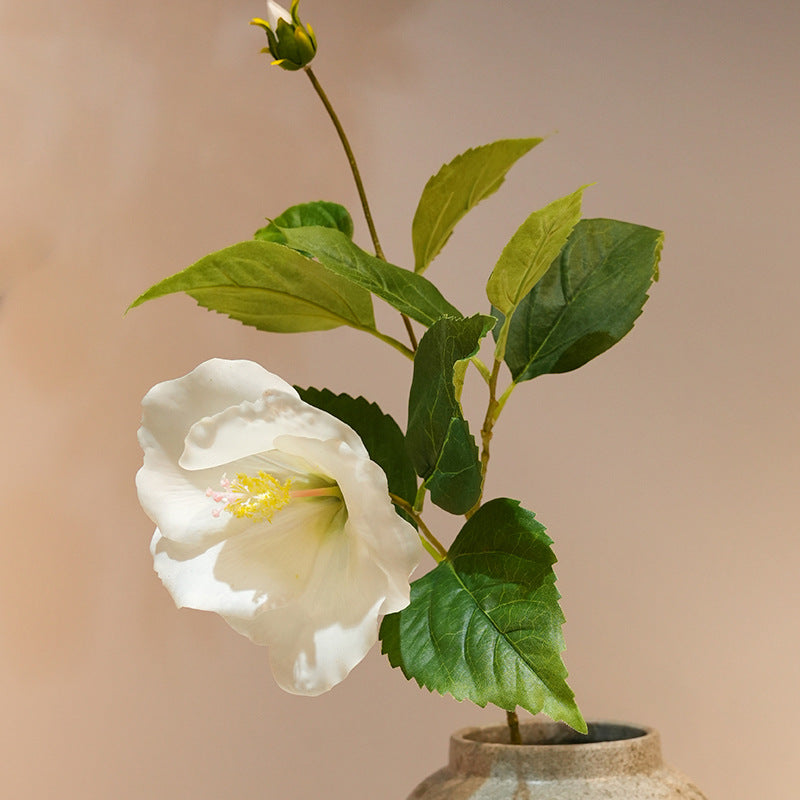 Artificial large bloom stem with coated silk petals