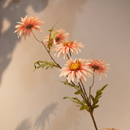 Artificial spider chrysanthemum stem with fine-petaled bloom