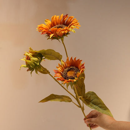 Artificial sunflower stem in oil-painting style coloring