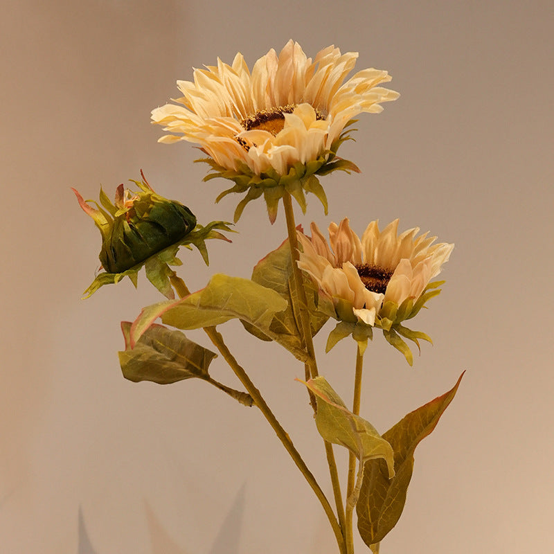 Artificial sunflower stem in oil-painting style coloring