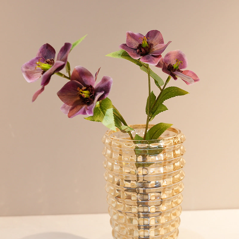Artificial Christmas rose stem with rounded silk bloom