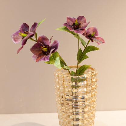 Artificial Christmas rose stem with rounded silk bloom