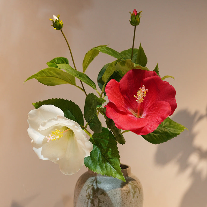 Artificial large bloom stem with coated silk petals