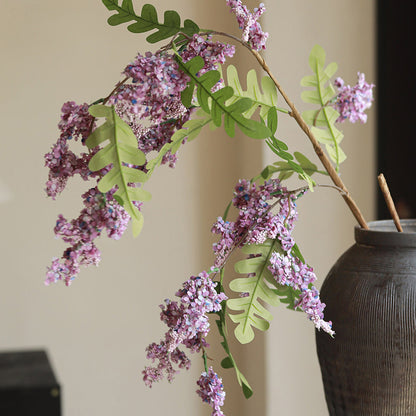 Artificial locust blossom branch with clustered small blooms