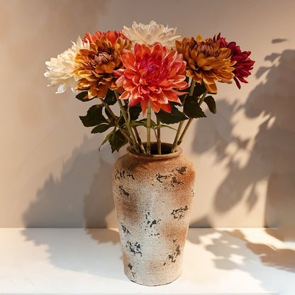 Artificial chrysanthemum stem with large silk flower head, pink color