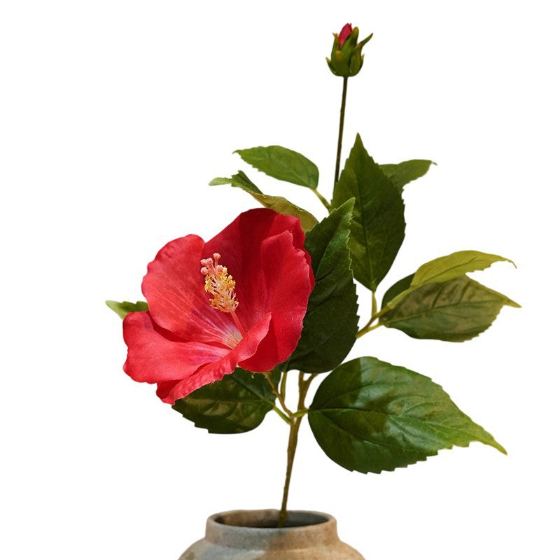 Artificial large bloom stem with coated silk petals