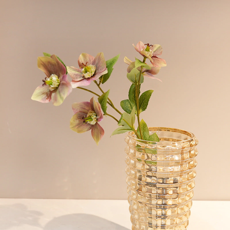 Artificial Christmas rose stem with rounded silk bloom