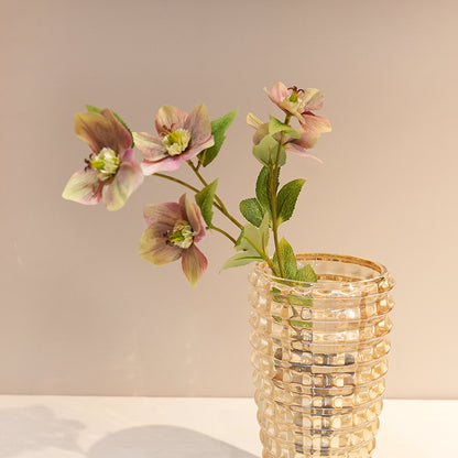 Artificial Christmas rose stem with rounded silk bloom